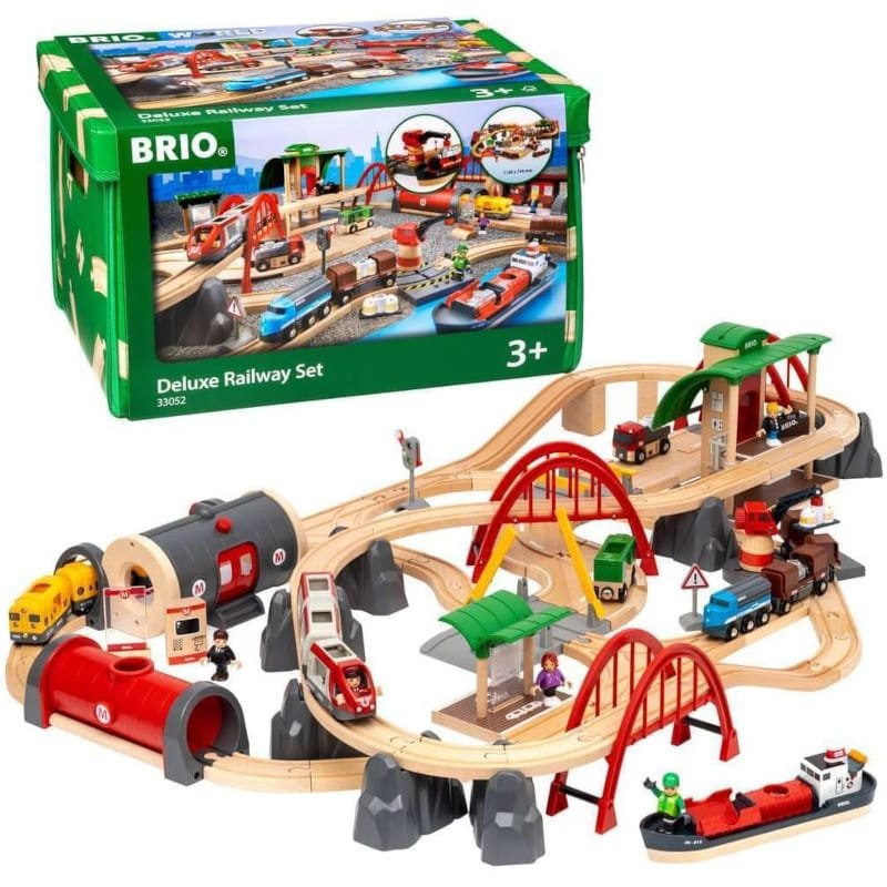 Set circuito de tren deluxe de BRIO con accesorios compatible con todos los productos Brio