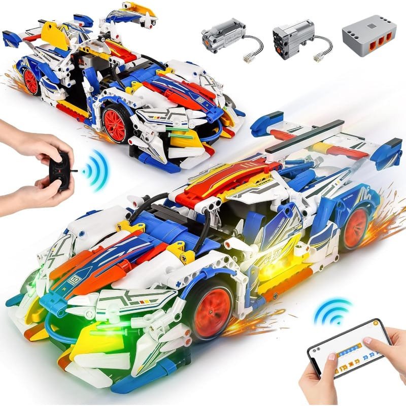 Kit de construcción de coche de bloques teledirigido 1:14 recargable