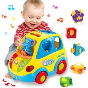 Juguete Montessori educativo coche clasificador de 5 formas musical sonidos y luces