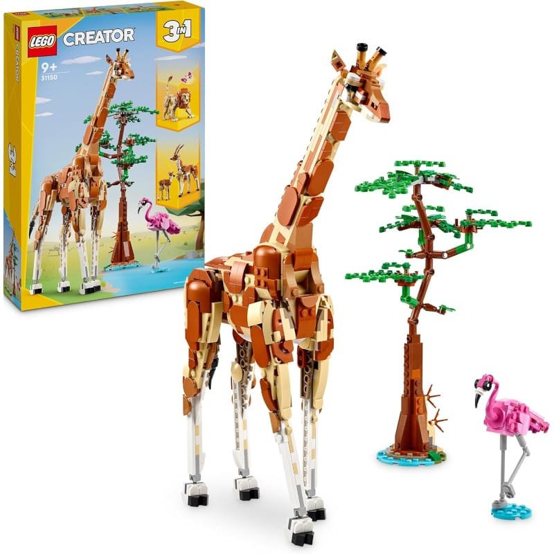 LEGO Safari de animales salvajes 3 en 1 con jirafa gacelas y león