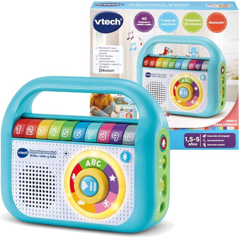 Reproductor y radio musical infantil graba canta y baila con Bluetooth