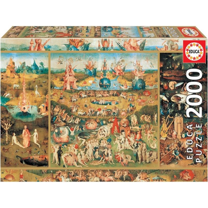 Puzzle de 2000 piezas pintura del Bosco El Jardín de Las Delicias con pegamento Fix